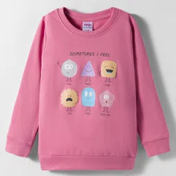 Tango Looper Knit Full Sleeves T-Shirt with Smiley Shapes Print - Pink-picture-22