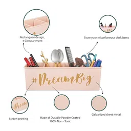 Living With Elan 3-Pcs Green & Pink Metal Organizer File Holder image 3