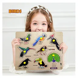 Mingkids Kids Educational Jigsaw Puzzlesv Learning Toys Kit Board Game Set of Birds & Monuments of India Pack of 2 - 16 Pieces image 2