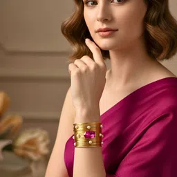 MANSIYAORANGE Women Crystals Handcrafted Gold-Plated Cuff Bracelet-picture-24