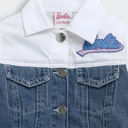 Barbie by Tiny Girl 100% Cotton Mattel Featuring Full Sleeves Barbie Patch Detailed Jacket - Blue image 4