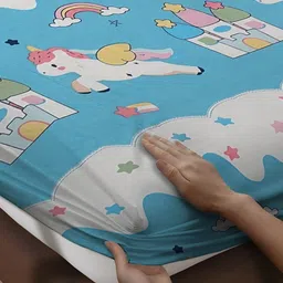 WEAVE AND DECOR Blue 300 TC Queen Bedsheet with 2 Pillow Covers image 2