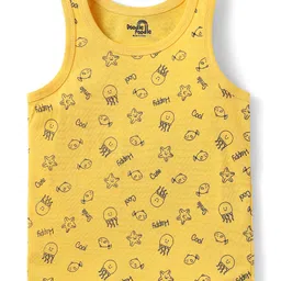 Doodle Poodle 100% Cotton Sleeveless Vest with Stripes & Star Print Pack Of 5 - Navy Blue & Red image 4