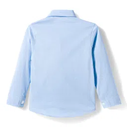 Mini Taurus Sinker Knit Full Sleeves Striped 3 Piece Party Suit With Attached Bow - Blue image 4