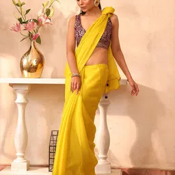 Kalista Solid Sequinned Pure Chiffon Saree-picture-20