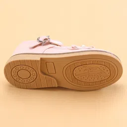 Babyoye Velcro Closure Ballerina With Bow Applique & Heart Detailing - Pink image 5