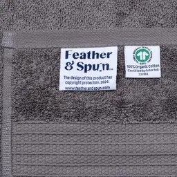 Feather & Spun Pack of 2 Charcoal Stone Lavender Antimicrobial Organic Cotton Hand Towel image 4
