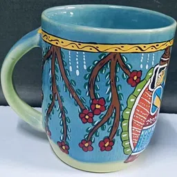 WEAVEHAND Blue & Orange Printed Ceramic Glossy Mug image 3