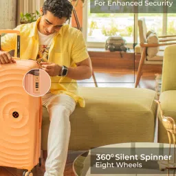 Nasher Miles Seattle Hard Set of 2 55cm & 65cm 8 Wheels Small & Medium Trolley Bag for Travel Peach image 3