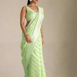 Soch Light Green Tussar Woven Design Saree With Stitched Blouse image 3