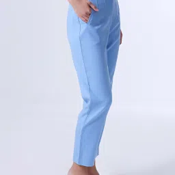 Cover Story Blue Slim Fit High rise Trousers image 3