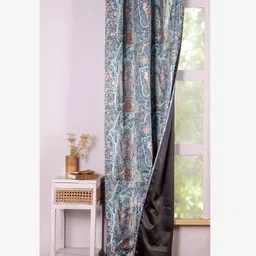 HOMEMONDE Blue & Coffee Brown Digital Printed 7 Feet Long Door Curtain-picture-15