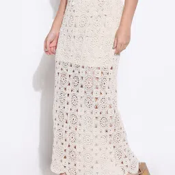 showoffff Showoff Beige Cotton Regular Fit Skirt image 3