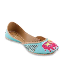 Glam Story Women's Inara Turquoise Ethnic Juttis image 3