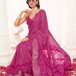 Tikhi Imli Pink Printed Ready To Wear Saree with Unstitched Blouse image 3