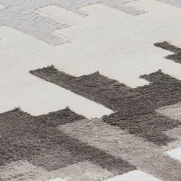 Obsessions Beige & White Polyester Abstract Bedside Runner image 3