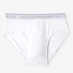 United Colors of Benetton Kids White & Black Regular Fit Brief image 3