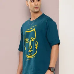 Dillinger Blue Loose Fit Printed T-Shirt image 3
