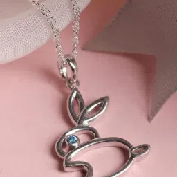 Clara 92.5 Sterling Silver Rabbit Pendant with Chain for Women-image-10
