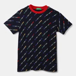 United Colors of Benetton Kids Navy & Red Cotton Printed T-shirt-picture-10