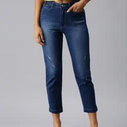 showoffff SHOWOFF Low Distress Blue Straight Fit Denim Jeans-picture-35