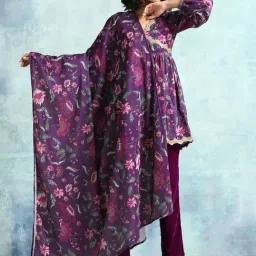 true Browns Maroon Printed Velvet Shawl-image-94