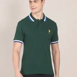 U.S. Polo Assn. Dark Green Cotton Regular Fit Polo T-Shirt-image-35