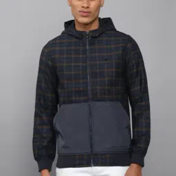 allen solly Men Navy Check Full Sleeves Casual Jacket-picture-12