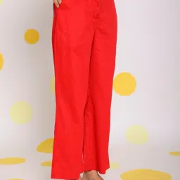 KAORI BY SHREYA AGARWAL Red Cotton Solid Pants image 3