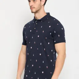 Duke Navy Slim Fit Printed Polo T-Shirt image 3
