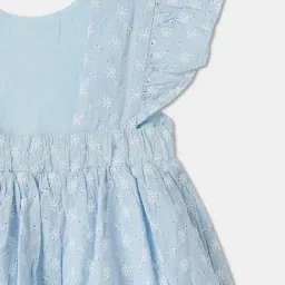 R&B Kids Light Blue Embroidery Regular Fit Dress With Headband image 4