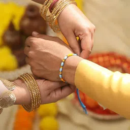 Aatmana Set of 4 Multicolored Pearl Beaded Thread Rakhi with Roli Chawal image 3