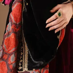 Jaypore Black Velvet Embroidered Shawl image 5