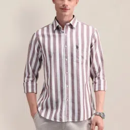 U.S. Polo Assn. Red Cotton Regular Fit Striped Shirt-picture-19