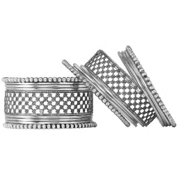 Peora Silver Plated Oxidized Bangles Set for Women image 3