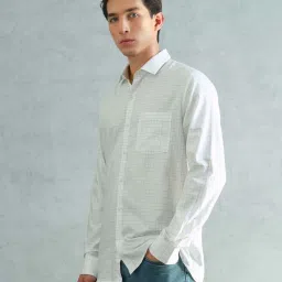 Arrow White Cotton Slim Fit Checks Shirt image 3