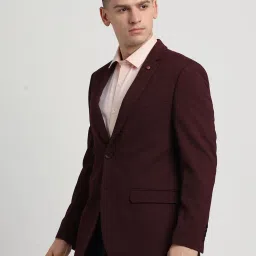 Turtle Maroon Relaxed Fit Texture Blazer image 3