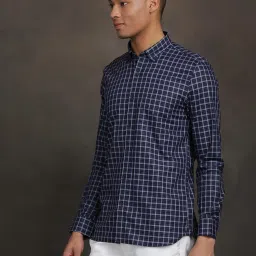 Turtle Blue Cotton Slim Fit Checks Shirt image 3