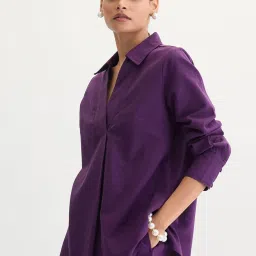 FEMMELLA Purple Relaxed Fit Solid Tunic image 3