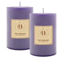 Pure Home and Living Purple Soft Cashmere Small Pillar Candles - Set of 2 image 3