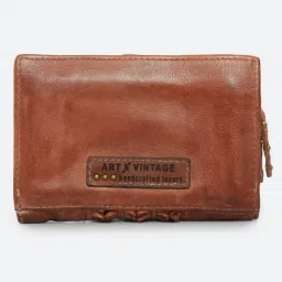 Art N Vintage Volga Cognac Leather Textured  Bi-Fold Wallet for Women image 3