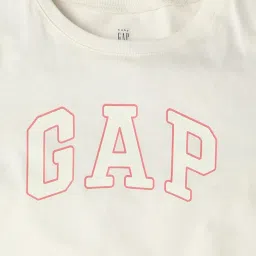 GAP Girls Offwhite Cotton Embroidered T-Shirt image 3