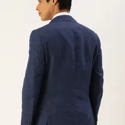 Peter England Men Navy Blue Neo Slim Fit Solid Single-Breasted Formal Blazer image 5