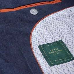 Peter England Men Navy Blue Neo Slim Fit Solid Single-Breasted Formal Blazer image 3