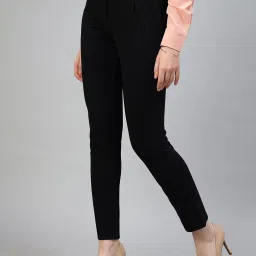 FITHUB Black Slim Fit High Rise Trousers image 3