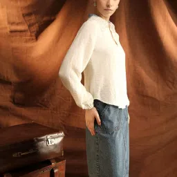 Kazo White Crepe Embellished Shirt image 3