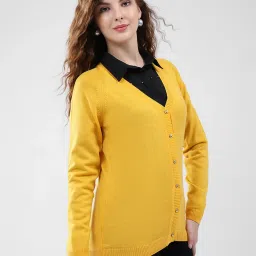 Monte Carlo Yellow Blend Wool Solid Cardigan image 3