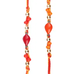 Aapno Rajasthan Orange & Red Beaded Set of 2 Rakhi image 3