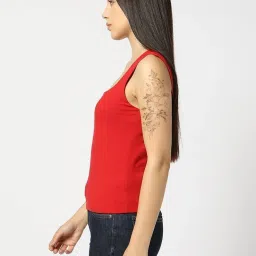 GAP Red Slim Fit Solid Top image 3