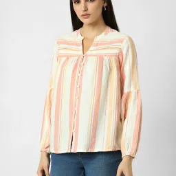 Van Heusen Cream Striped Shirt image 3